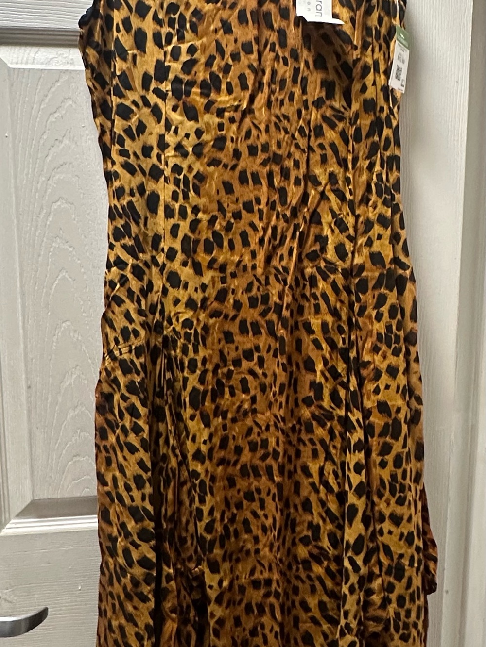 Lew Magram Leopard Print A-Line dress sleeveless — Black and Gold Tones